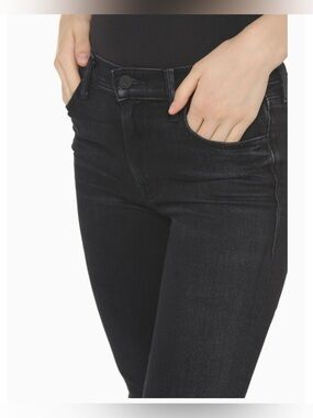 Mother The Rascal Ankle Snippet Black jeans with Frayed Hem - size 30